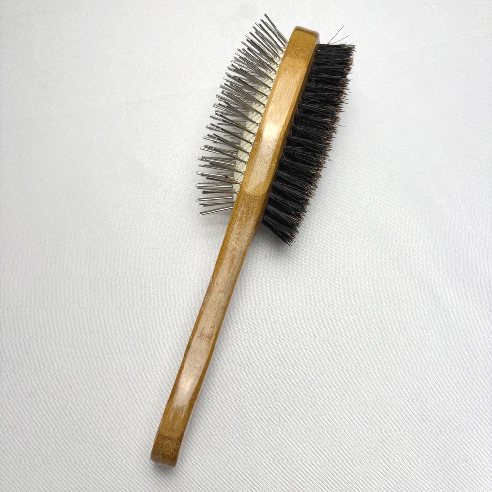 Bass Brushes A-22 Pet Groomer Double Sided Bamboo Wild Boar Bristle Metal Pin